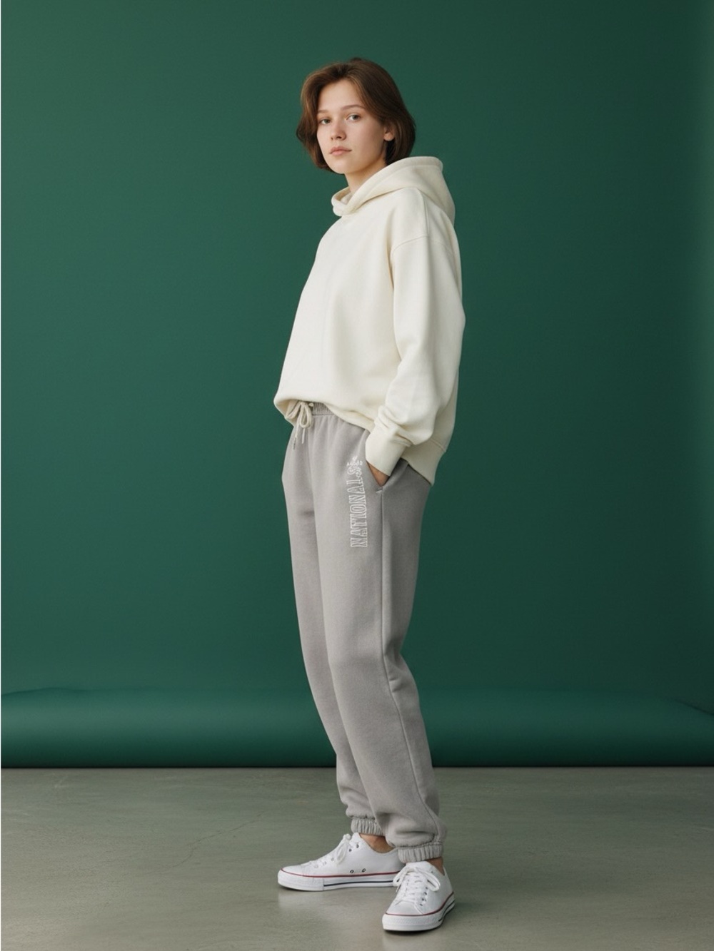Varsity Cheer Nationals Light Gray Jogger Track Pants with Drawstring